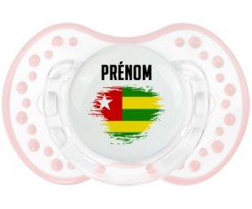 Drapeau effet pinceau Togo avec prénom Tétine LOVI Dynamic Retro-blanc-rose-tendre classique