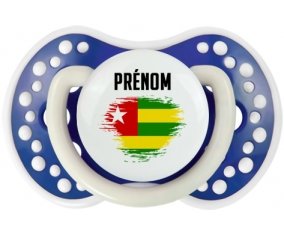 Drapeau effet pinceau Togo avec prénom Tétine LOVI Dynamic Bleu-marine phosphorescente