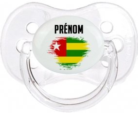 Drapeau effet pinceau Togo avec prénom Sucette Cerise Transparent classique