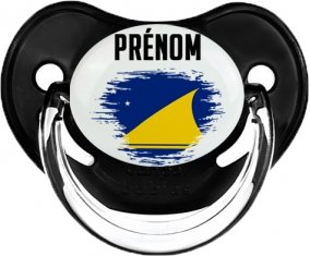 Drapeau effet pinceau Tokelau avec prénom Sucette Physiologique Noir classique