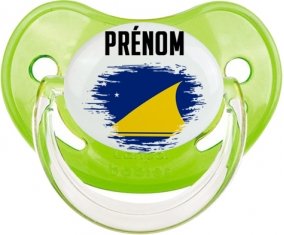 Drapeau effet pinceau Tokelau avec prénom Sucette Physiologique Vert classique