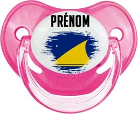 Drapeau effet pinceau Tokelau avec prénom Sucette Physiologique Rose classique