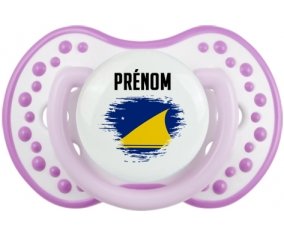 Drapeau effet pinceau Tokelau avec prénom Sucette LOVI Dynamic Blanc-mauve classique