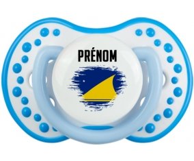 Drapeau effet pinceau Tokelau avec prénom Sucette LOVI Dynamic Blanc-bleu phosphorescente