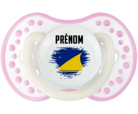 Drapeau effet pinceau Tokelau avec prénom Sucette LOVI Dynamic Blanc-rose phosphorescente