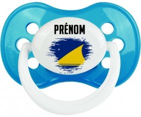 Drapeau effet pinceau Tokelau avec prénom Tétine Anatomique Cyan classique