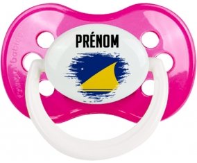 Drapeau effet pinceau Tokelau avec prénom Tétine Anatomique Rose foncé classique