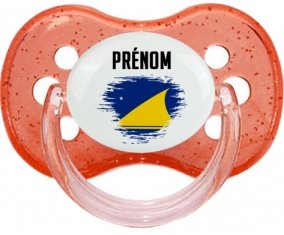 Drapeau effet pinceau Tokelau avec prénom Sucette Cerise Rouge à paillette