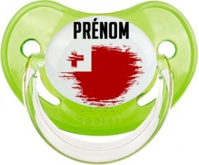 Drapeau effet pinceau Tonga avec prénom Sucette Physiologique Vert classique