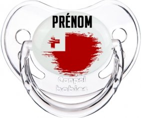 Drapeau effet pinceau Tonga avec prénom Sucette Physiologique Transparent classique