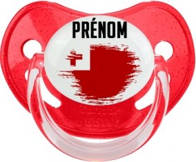 Drapeau effet pinceau Tonga avec prénom Sucette Physiologique Rouge à paillette