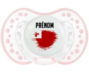 Drapeau effet pinceau Tonga avec prénom Sucette LOVI Dynamic Retro-blanc-rose-tendre classique