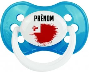 Drapeau effet pinceau Tonga avec prénom Sucette Anatomique Cyan classique