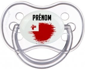 Drapeau effet pinceau Tonga avec prénom Sucette Anatomique Transparente classique