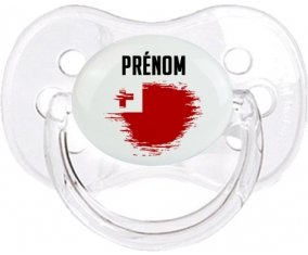 Drapeau effet pinceau Tonga avec prénom Tétine Cerise Transparent classique