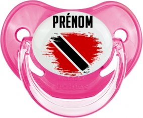 Drapeau effet pinceau Trinité-et-Tobago avec prénom Tétine Physiologique Rose classique