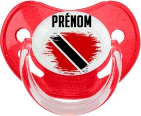Drapeau effet pinceau Trinité-et-Tobago avec prénom Tétine Physiologique Rouge à paillette