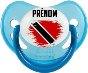 Drapeau effet pinceau Trinité-et-Tobago avec prénom Tétine Physiologique Bleue phosphorescente