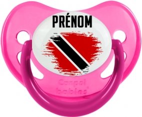 Drapeau effet pinceau Trinité-et-Tobago avec prénom Tétine Physiologique Rose phosphorescente