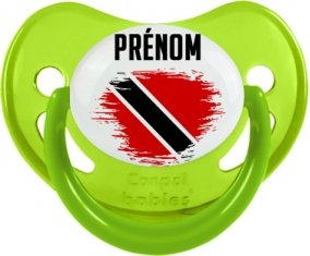 Drapeau effet pinceau Trinité-et-Tobago avec prénom Tétine Physiologique Vert phosphorescente