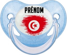 Drapeau effet pinceau Tunisie avec prénom Sucete Physiologique Bleue à paillette