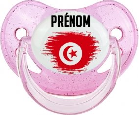 Drapeau effet pinceau Tunisie avec prénom Sucete Physiologique Rose à paillette