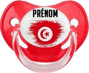 Drapeau effet pinceau Tunisie avec prénom Sucete Physiologique Rouge à paillette