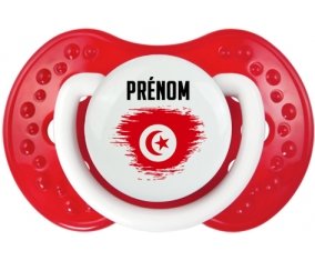 Drapeau effet pinceau Tunisie avec prénom Tétine LOVI Dynamic Blanc-rouge classique