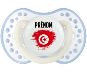 Drapeau effet pinceau Tunisie avec prénom Tétine LOVI Dynamic Blanc-cyan classique