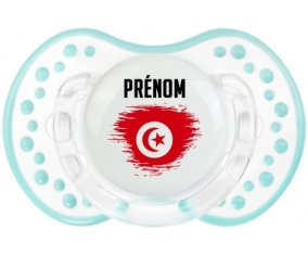 Drapeau effet pinceau Tunisie avec prénom Tétine LOVI Dynamic Retro-blanc-lagon classique