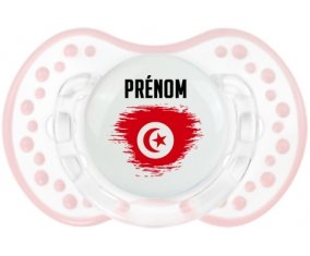 Drapeau effet pinceau Tunisie avec prénom Tétine LOVI Dynamic Retro-blanc-rose-tendre classique