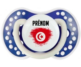 Drapeau effet pinceau Tunisie avec prénom Tétine LOVI Dynamic Bleu-marine phosphorescente