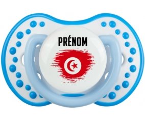 Drapeau effet pinceau Tunisie avec prénom Tétine LOVI Dynamic Blanc-bleu phosphorescente
