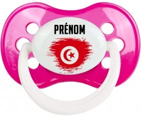 Drapeau effet pinceau Tunisie avec prénom Sucette Anatomique Rose foncé classique