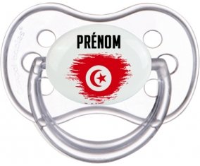 Drapeau effet pinceau Tunisie avec prénom Sucette Anatomique Transparente classique