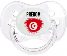 Drapeau effet pinceau Tunisie avec prénom Sucette Cerise Transparent classique