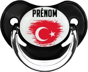 Drapeau effet pinceau Turquie avec prénom Sucette Physiologique Noir classique