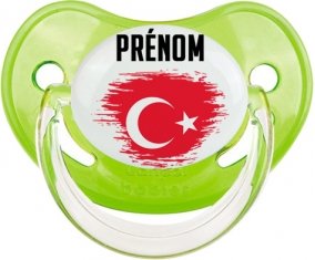 Drapeau effet pinceau Turquie avec prénom Sucette Physiologique Vert classique