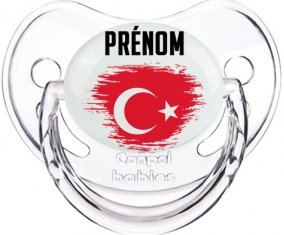 Drapeau effet pinceau Turquie avec prénom Sucette Physiologique Transparent classique