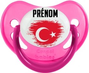 Drapeau effet pinceau Turquie avec prénom Sucette Physiologique Rose phosphorescente