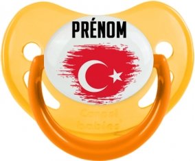 Drapeau effet pinceau Turquie avec prénom Sucette Physiologique Jaune phosphorescente