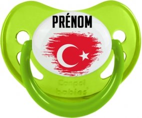 Drapeau effet pinceau Turquie avec prénom Sucette Physiologique Vert phosphorescente