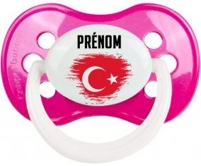 Drapeau effet pinceau Turquie avec prénom Tétine Anatomique Rose foncé classique