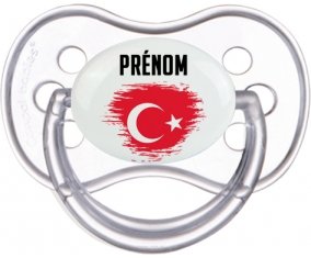 Drapeau effet pinceau Turquie avec prénom Tétine Anatomique Transparente classique
