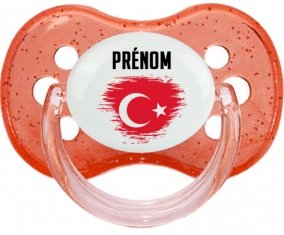 Drapeau effet pinceau Turquie avec prénom Sucette Cerise Rouge à paillette