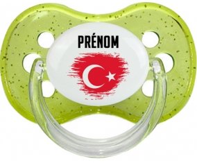 Drapeau effet pinceau Turquie avec prénom Sucette Cerise Vert à paillette