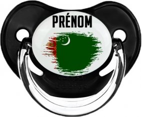 Drapeau effet pinceau Turkménistan avec prénom Sucette Physiologique Noir classique