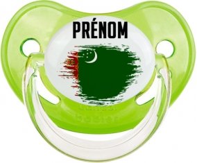 Drapeau effet pinceau Turkménistan avec prénom Sucette Physiologique Vert classique