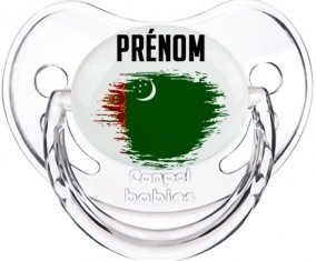 Drapeau effet pinceau Turkménistan avec prénom Sucette Physiologique Transparent classique