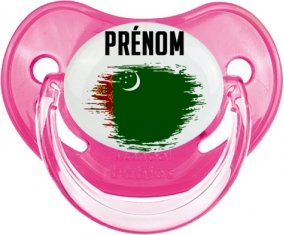 Drapeau effet pinceau Turkménistan avec prénom Sucette Physiologique Rose classique